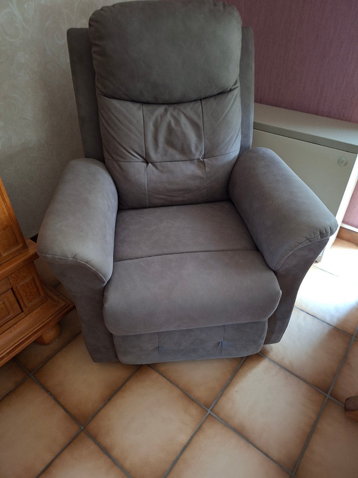 Relaxzetel: elektrisch, Powerlift, stof grijs, Huis en Inrichting, Ophalen, Stof