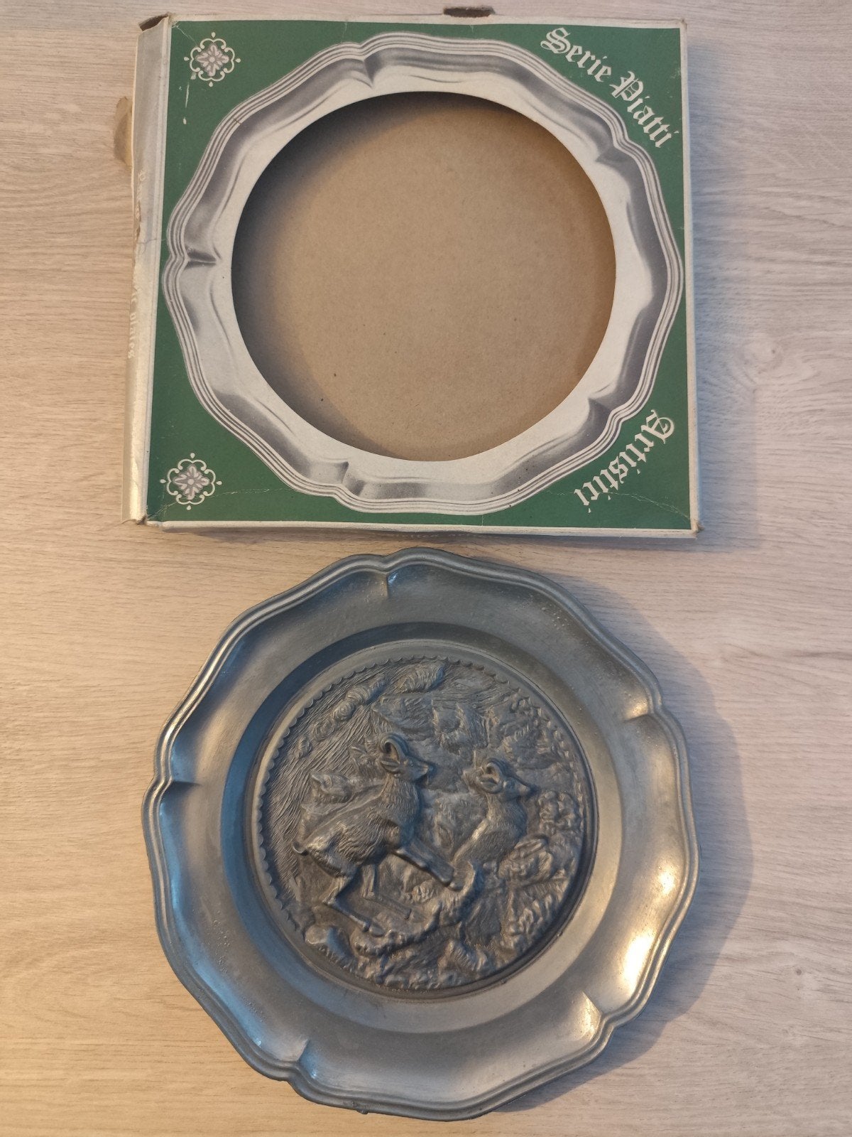 Assiette en étain massif vintage 23 cm, Antiek en Kunst, Ophalen of Verzenden
