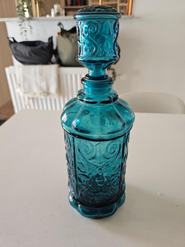 MCM Empoli Teal Blue karaf met stop, gemaakt in Italië, vint, Ophalen of Verzenden