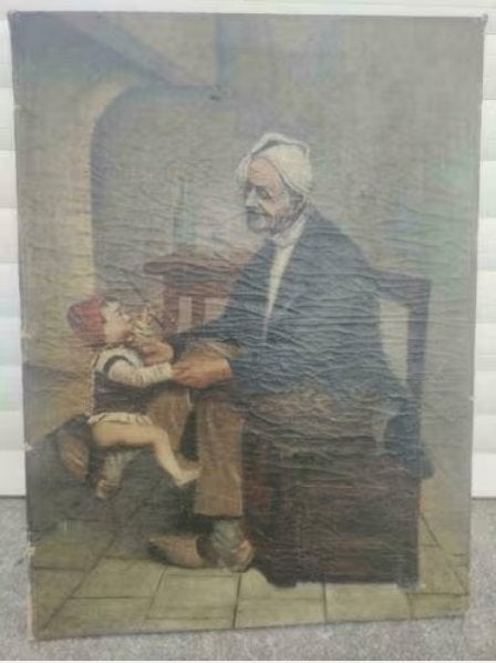 huile sur toile grand pere et l enfant, Enlèvement ou Envoi, Toile