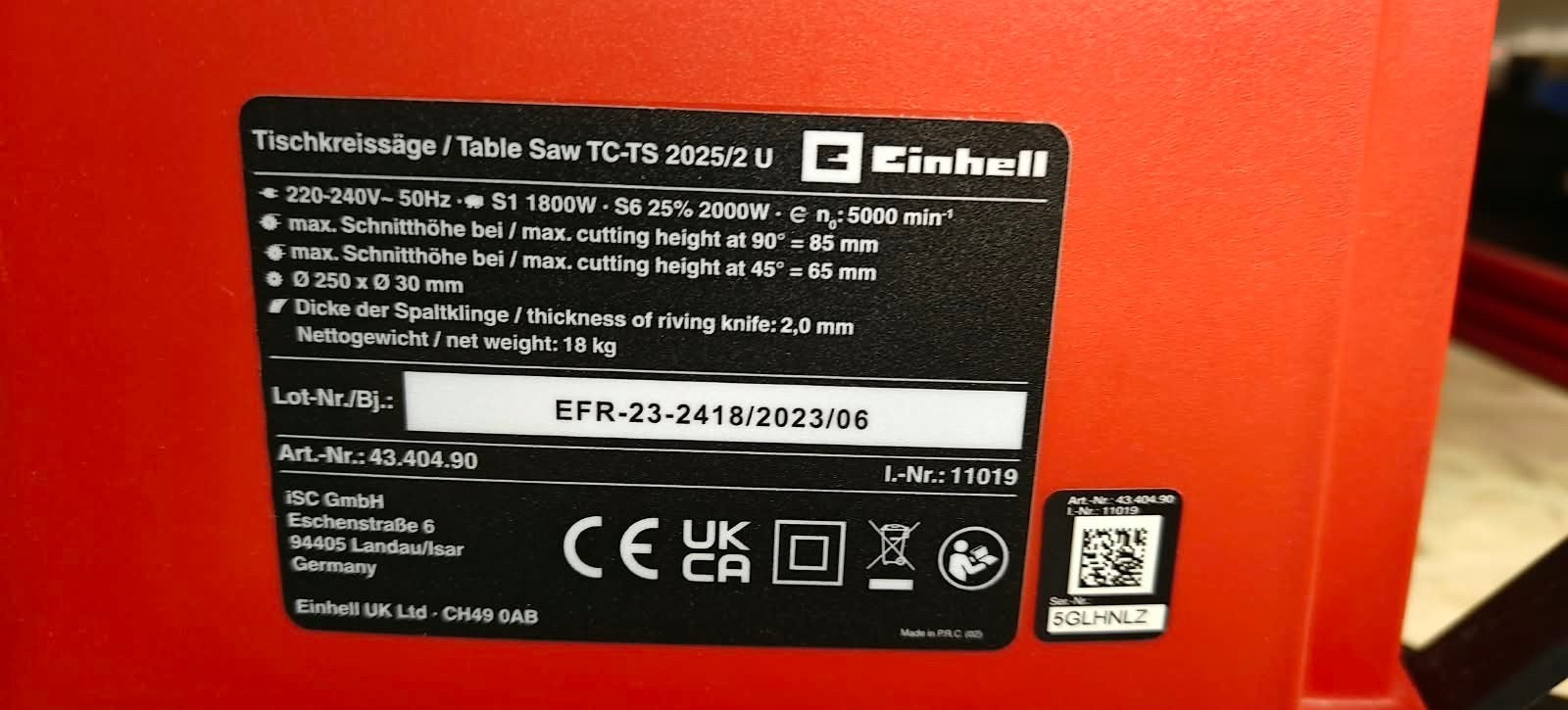scie sur table Einhell, Articles professionnels, Enlèvement