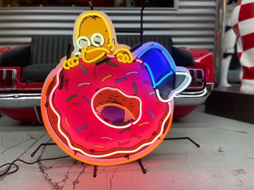 Leuke Homer Simpson neon USA decoratie verlichting deal !!, Ophalen of Verzenden, Nieuw, Lichtbak of (neon) lamp