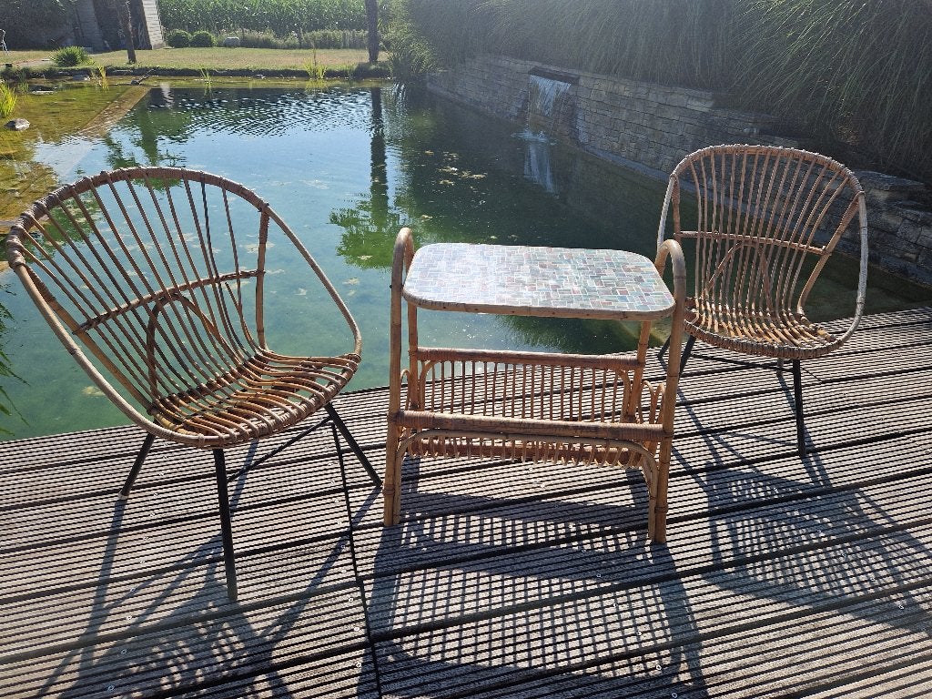 Vintage Rotan Cocktailset door Rohe Noordwolde, Antiek en Kunst, Curiosa en Brocante, Ophalen