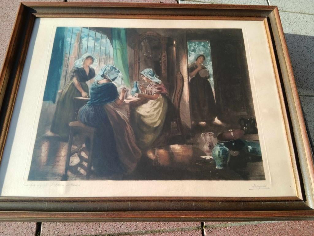 ets , gesigneerd Hugard de la tour Claude Sébastien, Ophalen of Verzenden, Ets, Gesigneerd
