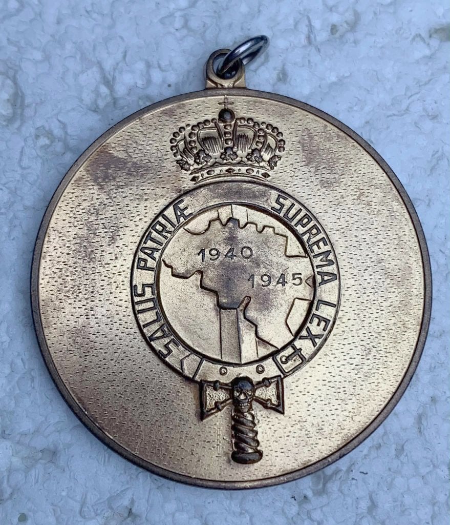 Medaille, penning WIJNEGEM, Jubileum Strijders 1940-45, Collections, Enlèvement ou Envoi, Armée de terre, Ruban, Médaille ou Ailes