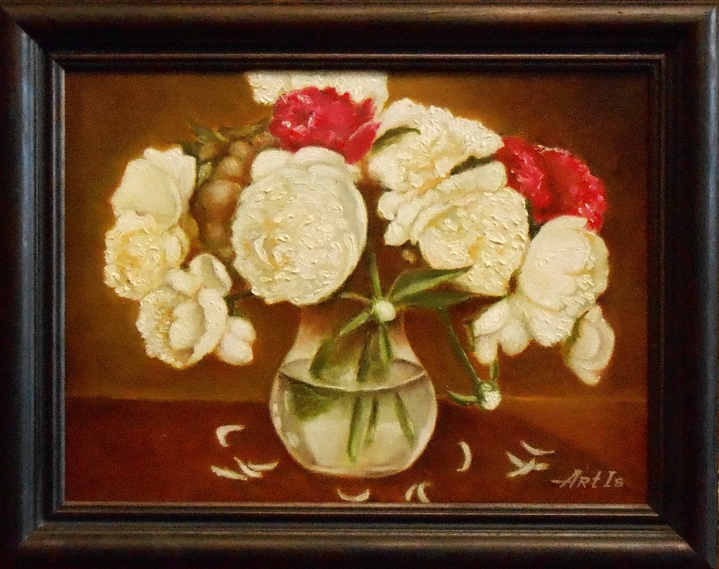 "Bloemen en een vaas" Schilderij, Antiek en Kunst, Verzenden, Olieverf, Handgeschilderd, Bloemen