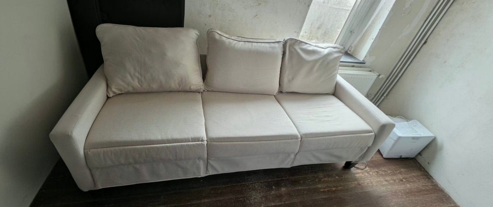 Beige driezitsbank *basic*, Huis en Inrichting, Ophalen, Zo goed als nieuw, Driepersoons, Metaal