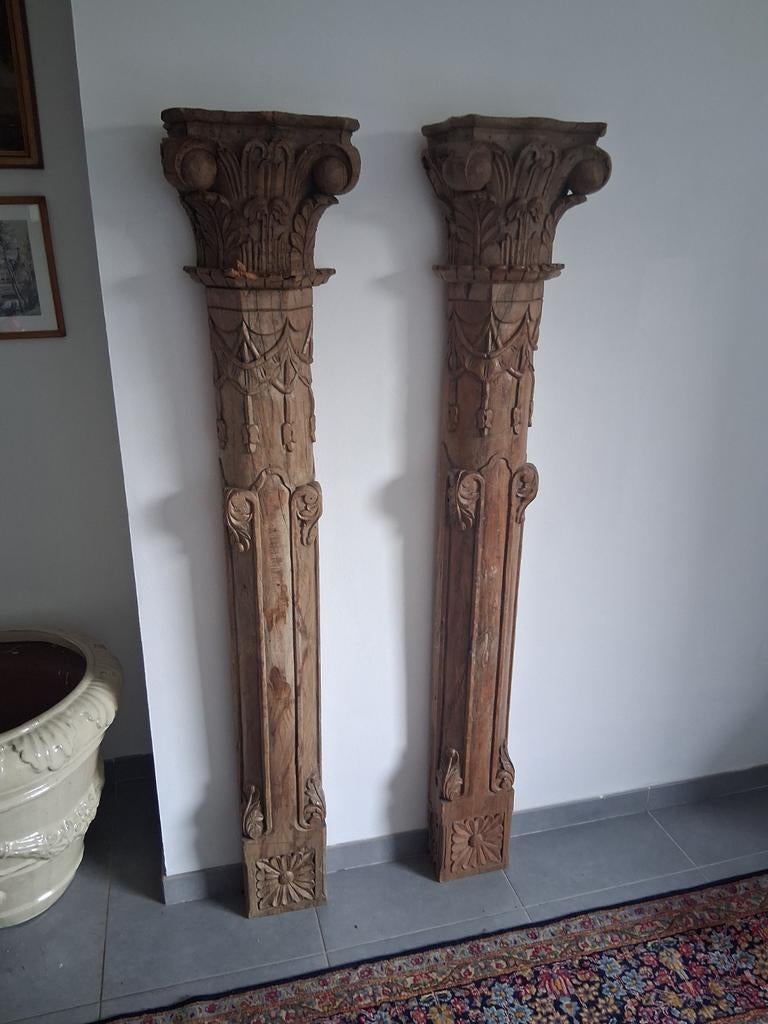 2 prachtig half corintische zuilen in eik., Huis en Inrichting, Woonaccessoires | Zuilen en Pilaren, Ophalen
