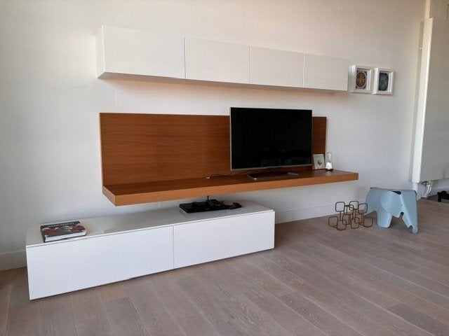 TV wandmeubel, Ophalen, 250 tot 300 cm, Gebruikt, Overige houtsoorten