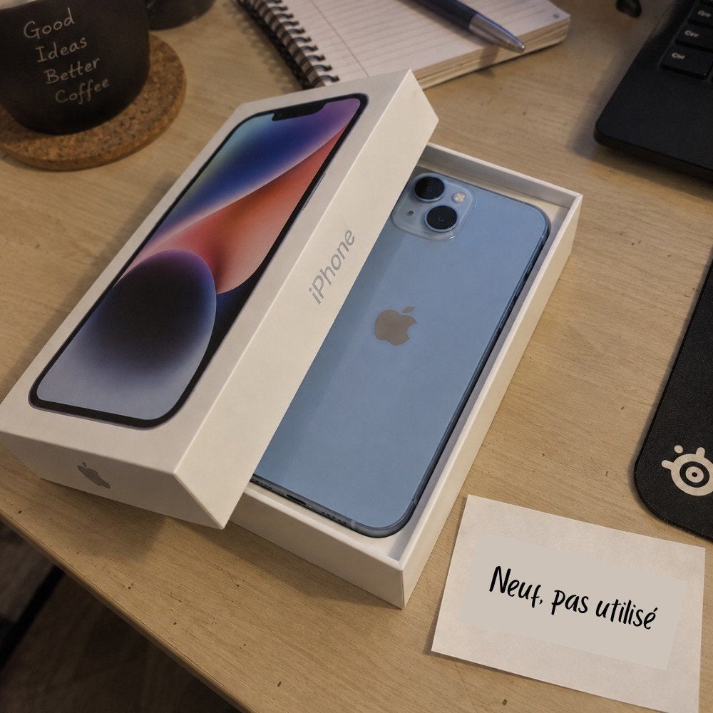 Iphone 14 à vendre neuf pas utilié car gsm de société, Télécoms, Neuf, 128 GB, Enlèvement, Bleu