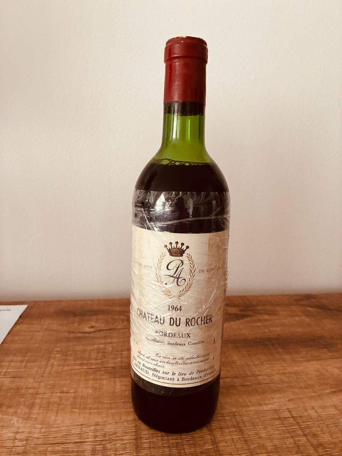 1 x Château du rocher 1964 Bordeauxwein, Collections, Comme neuf, Enlèvement, Vin rouge, France
