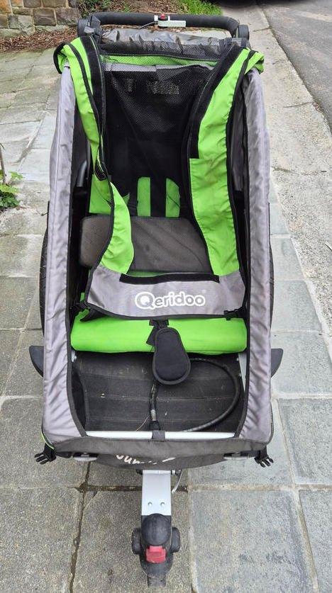 Remorque vélo pour 1 enfant Qeridoo Jumbo, 20 à 40 kg, Enlèvement, Utilisé, Suspension