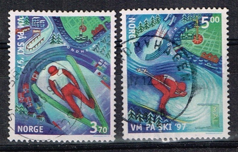 Timbres de Norvège - K 6054 - Championnat de ski, Timbres & Monnaies, Timbres | Europe | Scandinavie, Envoi, Norvège, Affranchi