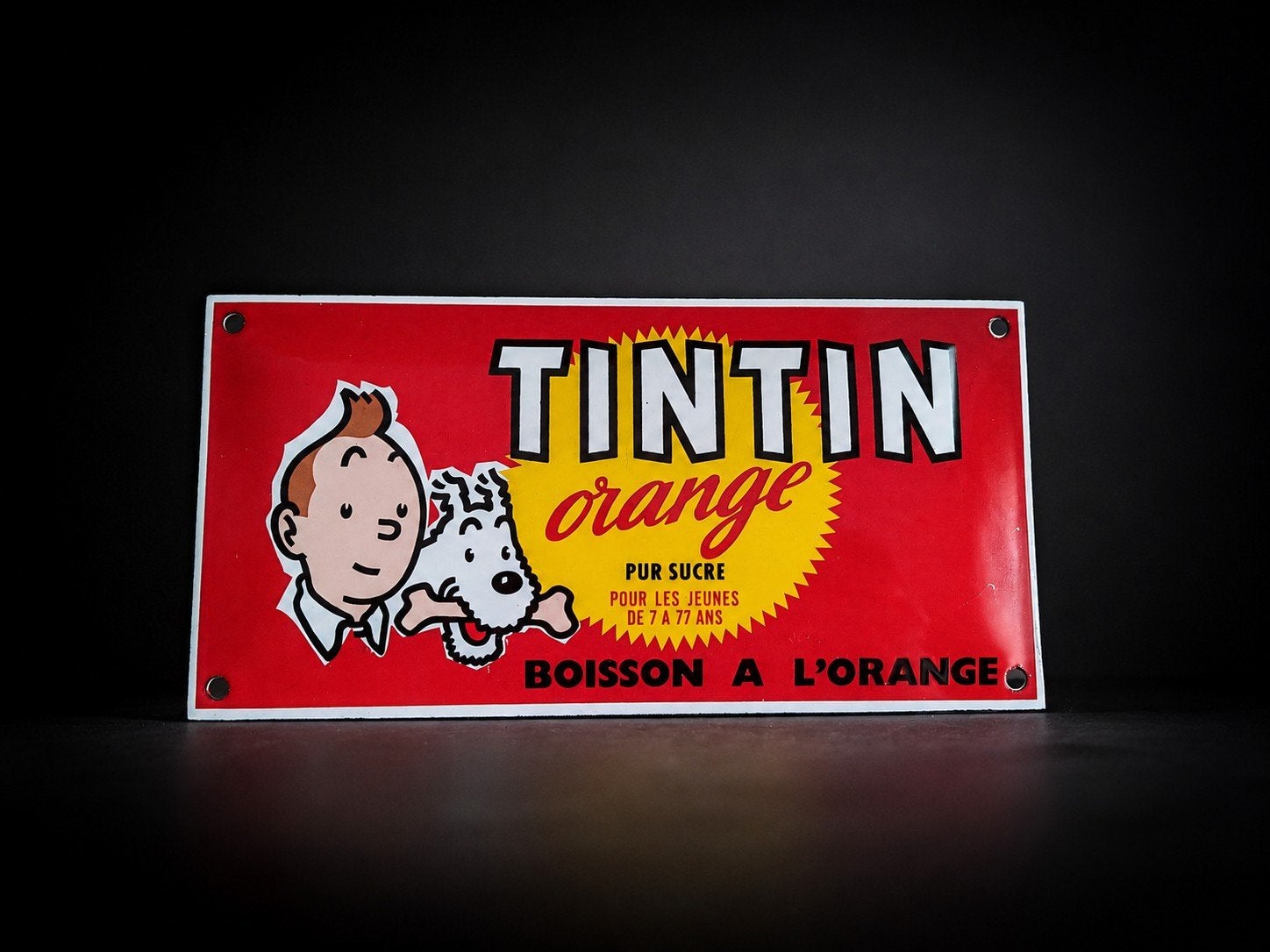Plaque émaillée Tintin, Enlèvement ou Envoi, Comme neuf, Panneau publicitaire