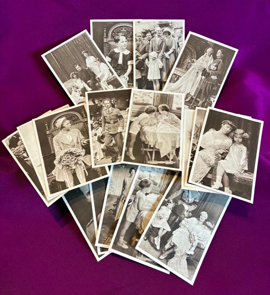 Serie van 17 oude postkaarten., Verzamelen, Koningshuis en Royalty, Zo goed als nieuw, Kaart, Foto of Prent, Ophalen of Verzenden