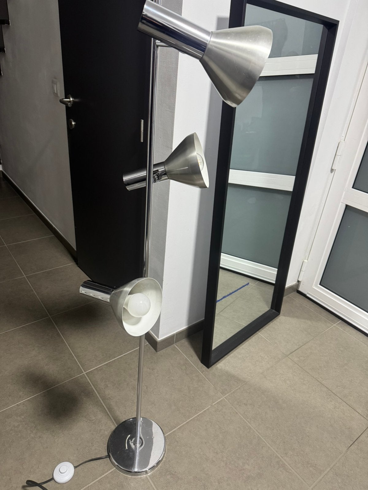 Vintage Hustadt Leuchten Chromen Vloerlamp, Maison & Meubles, Enlèvement, Comme neuf, Métal