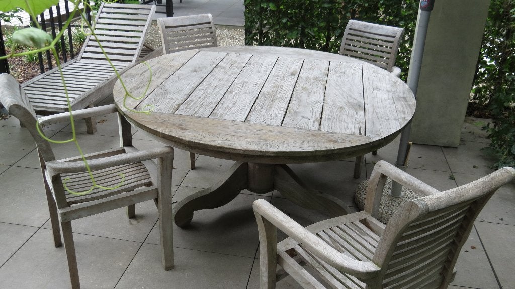 Teak tafel en 6 stoelen, Ophalen