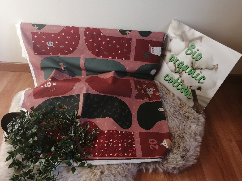 OUTLET : Poplin katoen paneel adventskalender sokken, Meerkleurig, 120 cm of meer, Nieuw, Ophalen of Verzenden