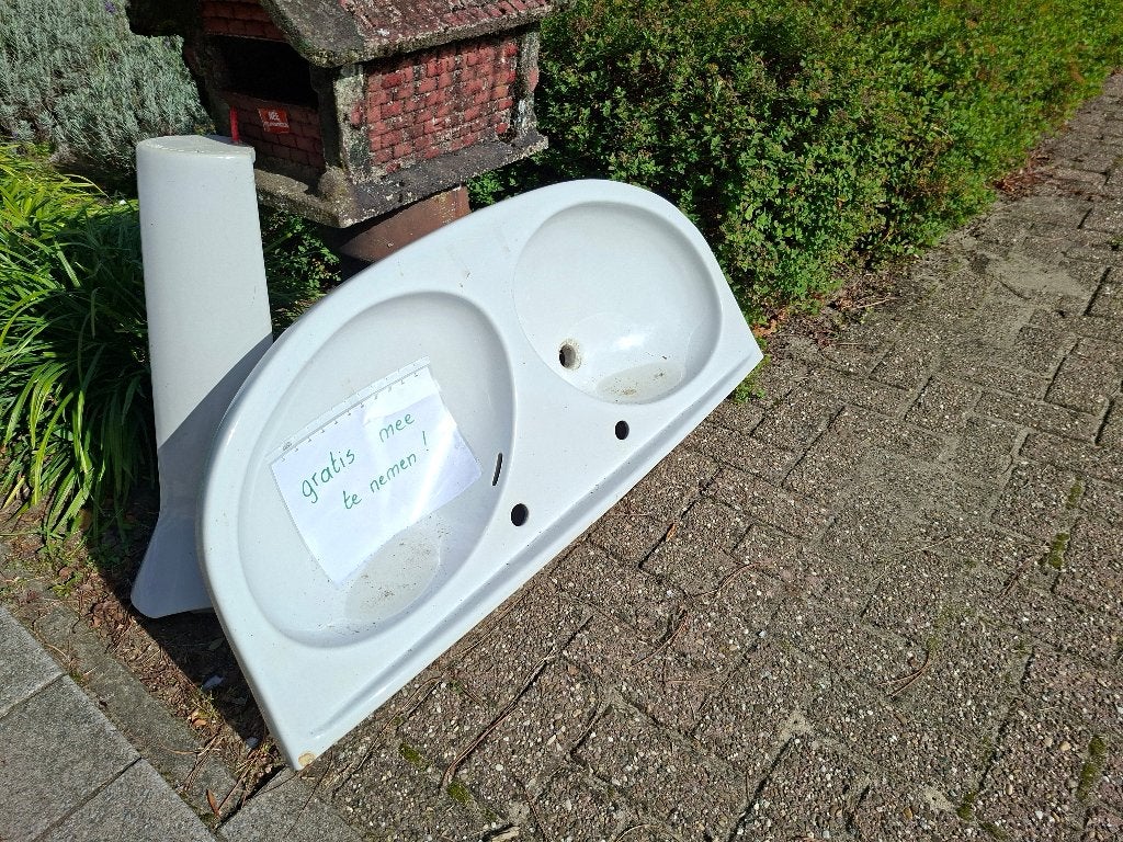 Dubbel lavabo met voet GRATIS, Enlèvement, Utilisé, Pierre, Lavabo