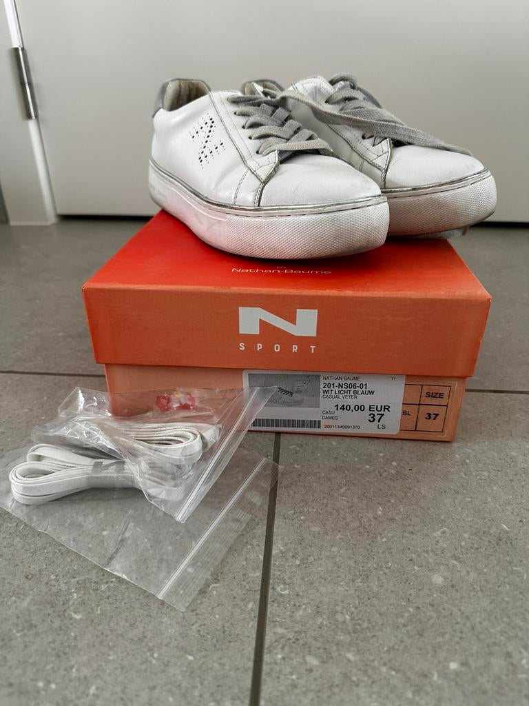 Damesschoen Nathan maat 37, Ophalen, Wit, Sneakers, Gedragen