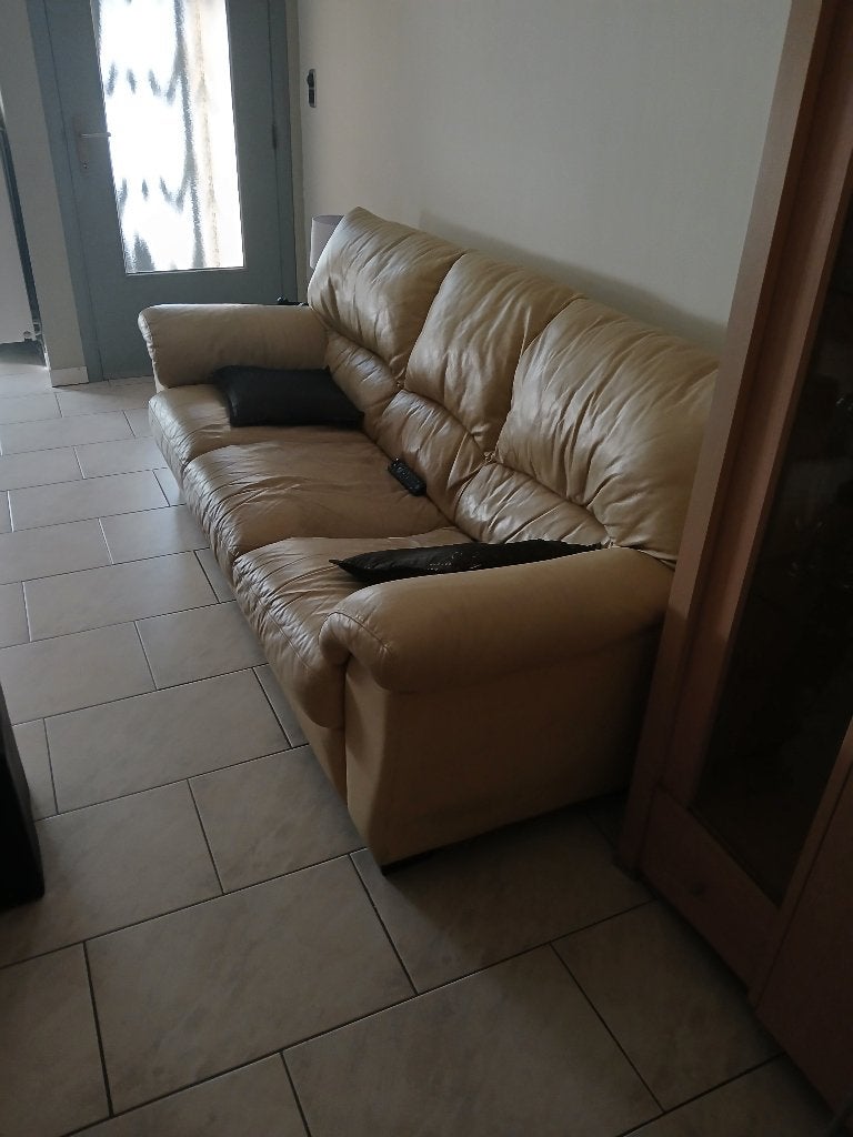 Zetelset: 3-zit plus 2-zit, Huis en Inrichting, Ophalen, 250 tot 300 cm, Gebruikt, Leer