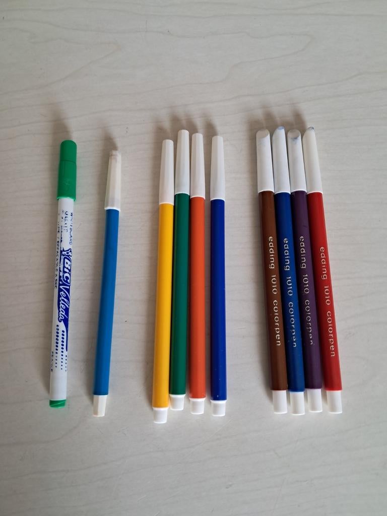 Set van 10 vintage Edding en Bic markers, Hobby en Vrije tijd, Cursusmateriaal, Gebruikt, Ophalen of Verzenden