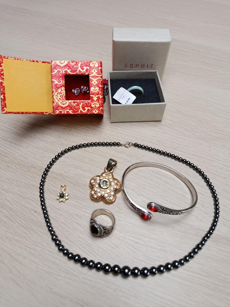 Lot bijoux fantaisie - collier - bague - pendentif ...., Ophalen of Verzenden, Zilver, Zilver