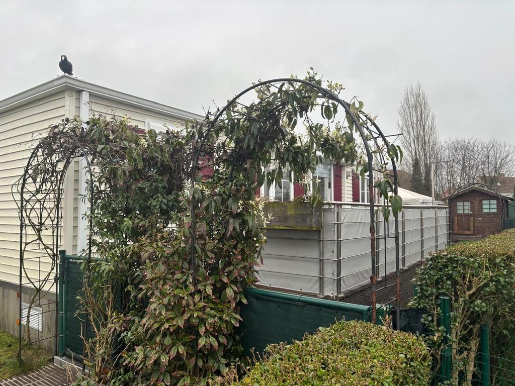 Te koop 4 seizoens chalet camping klein strand, Particulier, Airco