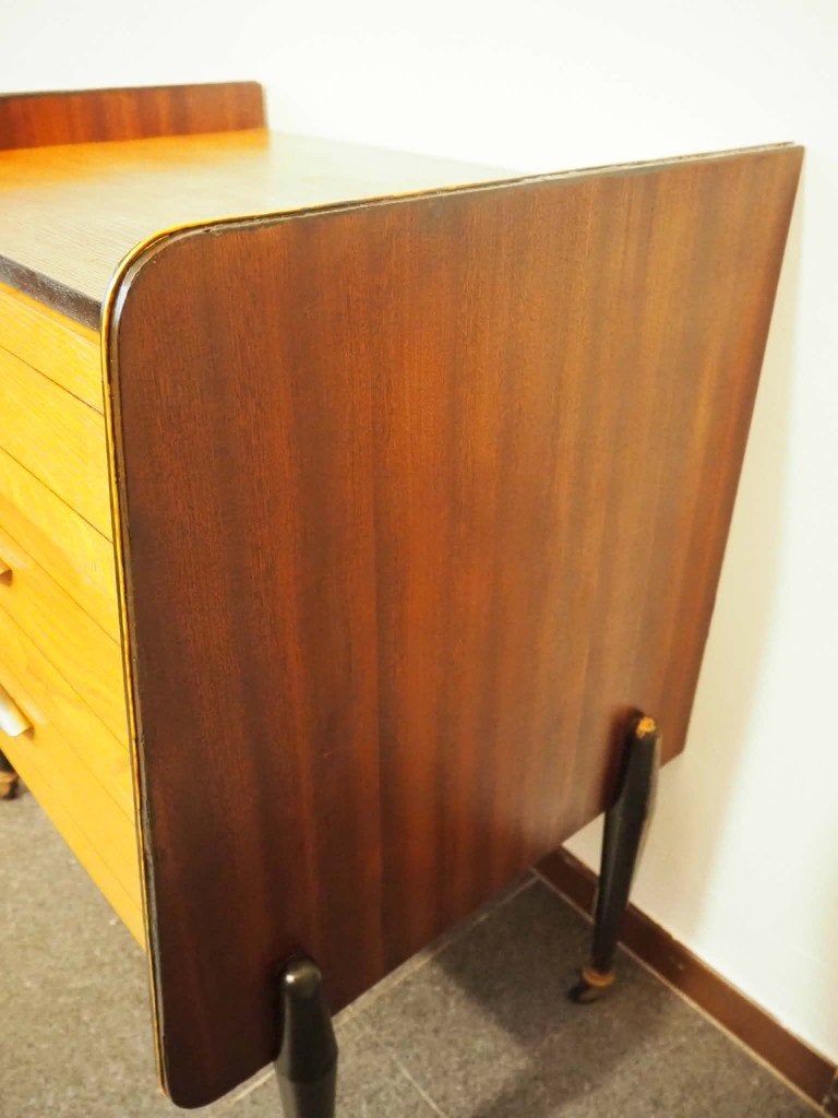 Mid-century chest of drawers, rockabilly from the 1960s, Ophalen, 50 tot 100 cm, Zo goed als nieuw, 3 of 4 laden