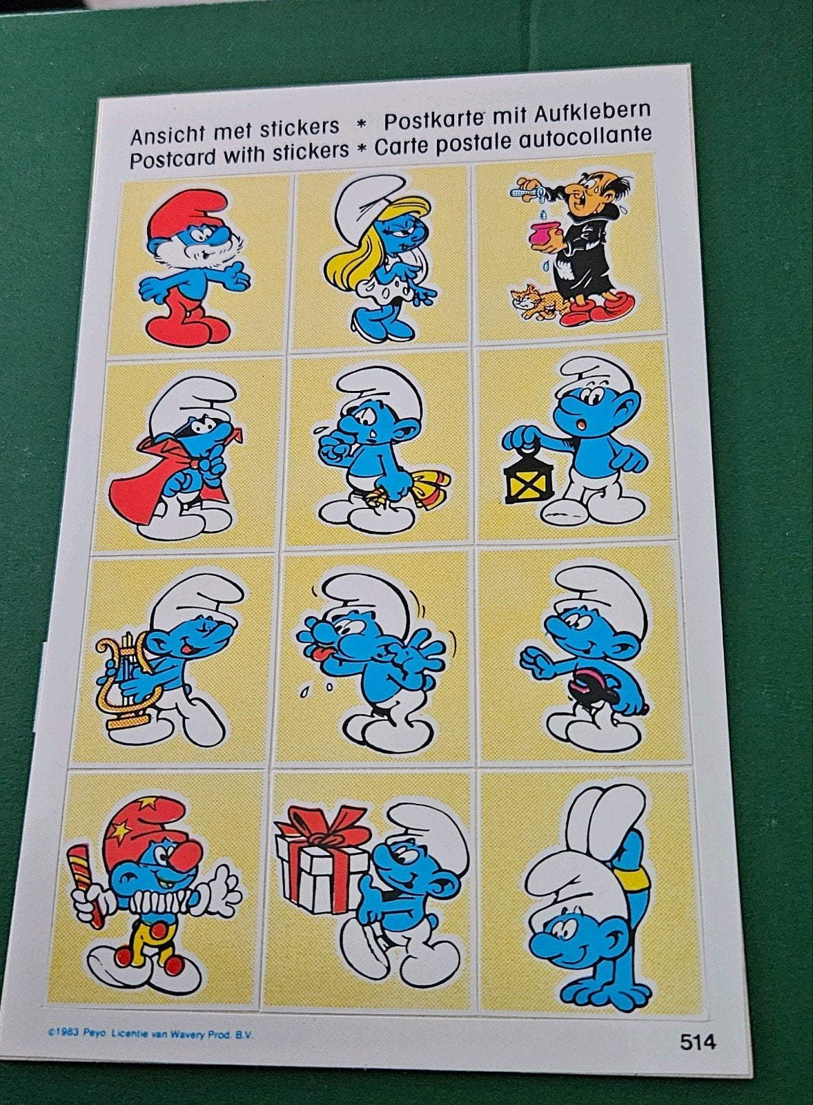Smurfen stickers/ sticker postkaart 1988, Verzamelen, Verzenden, Nieuw, Overige typen