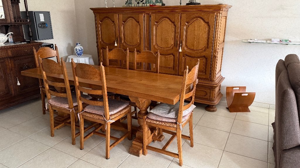 meubles de salle à manger en chêne, Maison & Meubles, Salles à manger complètes, Enlèvement, Comme neuf, 4 à 6 chaises