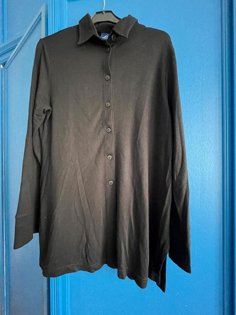 Zwarte Lange Blouse Claude Arielle met Zakken Achteraan–L, Taille 42/44 (L), Enlèvement, Porté, Claude Arielle