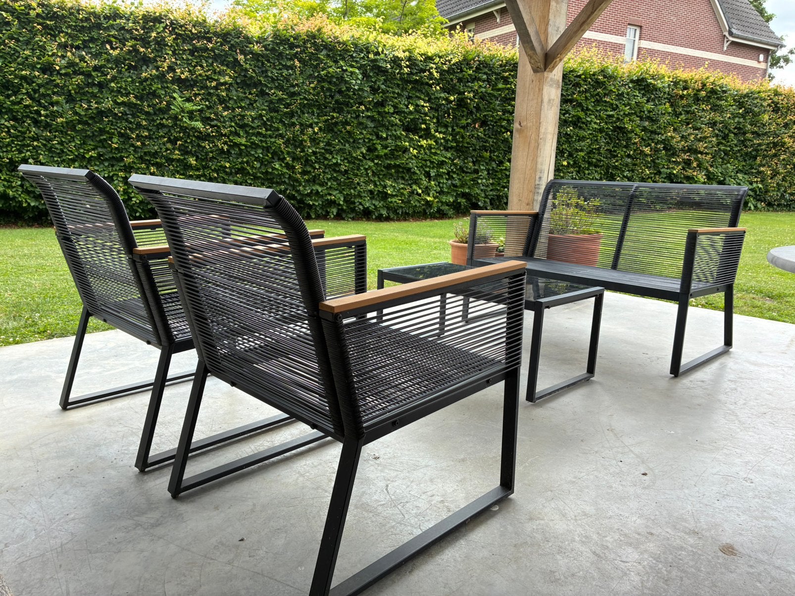 Loungeset - Tuinstoelen en tafel, Ophalen, Zo goed als nieuw, Kunststof