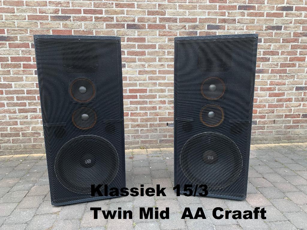 Paar Klassiek 15/3  Twin Mid  AA Craaft, Ophalen, Zo goed als nieuw, 120 watt of meer, Front, Rear of Stereo speakers