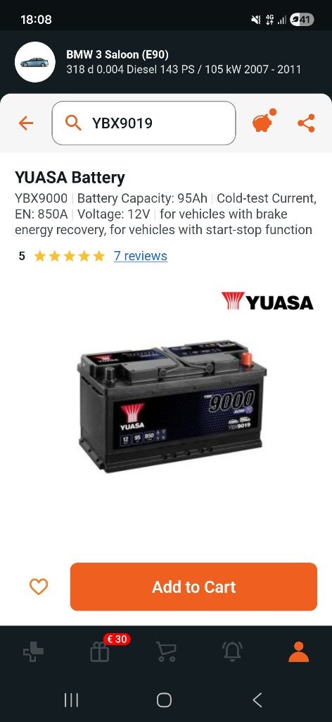 Batery yussa 92 ah, BMW