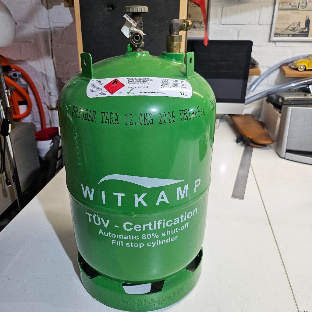 Witkamp hervulbare gasfles met opbergkast, Ophalen, Zo goed als nieuw