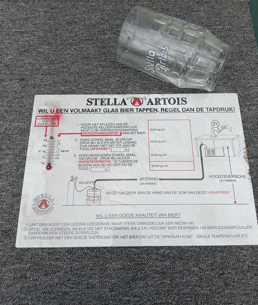 Bier gebruiksaanwijzing vat Stella,en bierkruik van 0.5 lite, Verzamelen, Glas en Drinkglazen, Ophalen