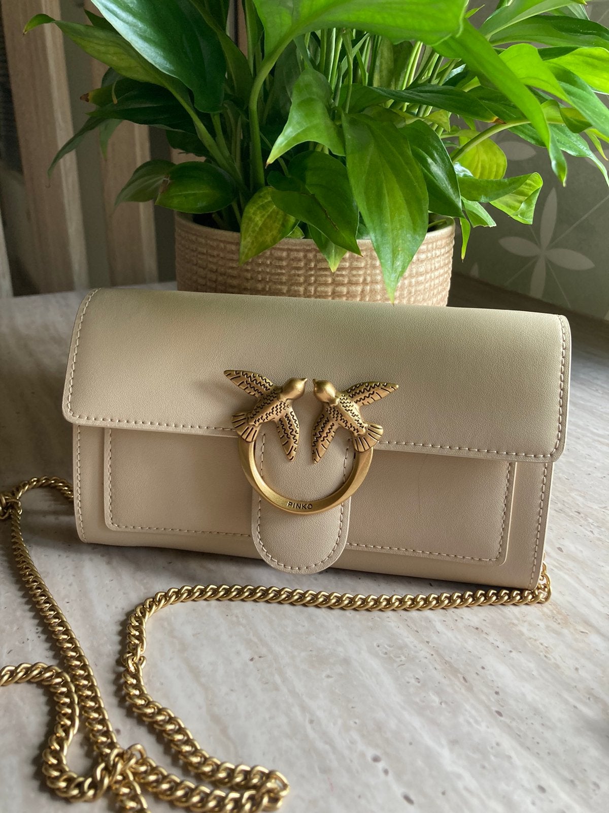 Sac pinko beige, Handtassen en Accessoires, Tassen | Damestassen, Ophalen, Zo goed als nieuw, Beige