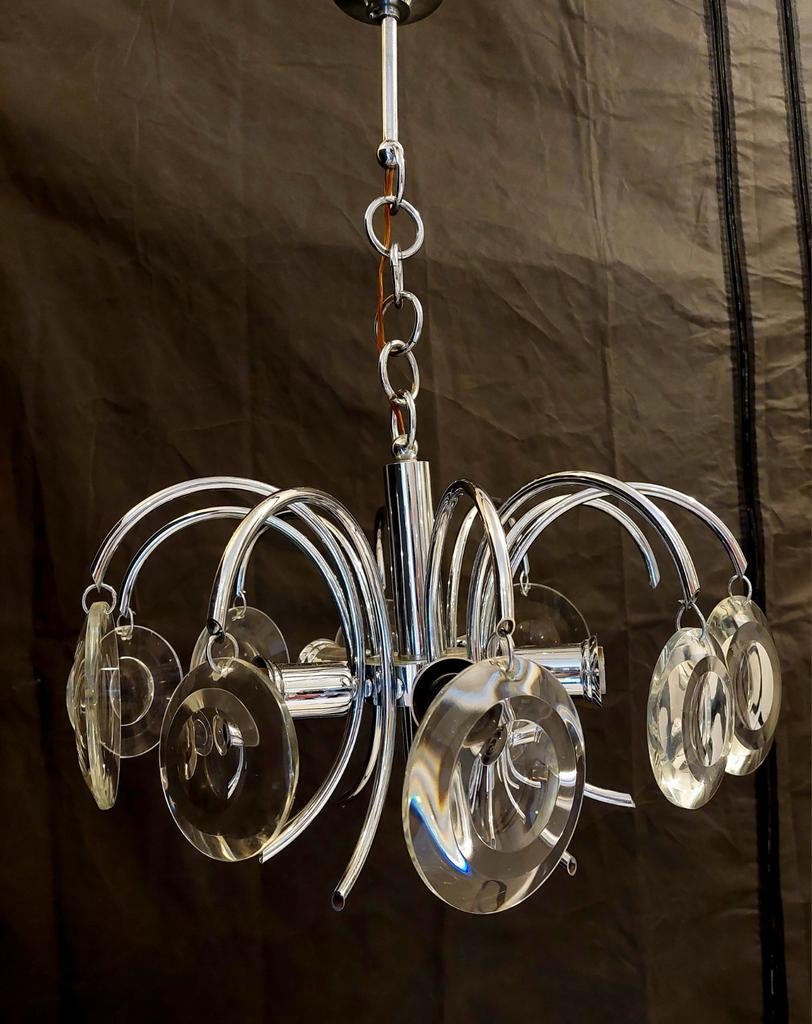 Vintage! Lustre "Oscar Torlasco" pour Stijlkronen, Ophalen, Glas