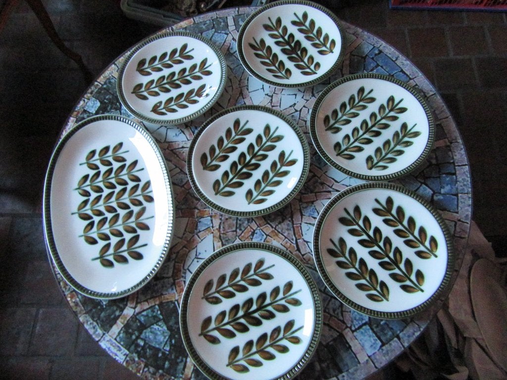 6 assiettes plates et un plat ovale Boch Belgium Rambouillet, Antiquités & Art, Enlèvement