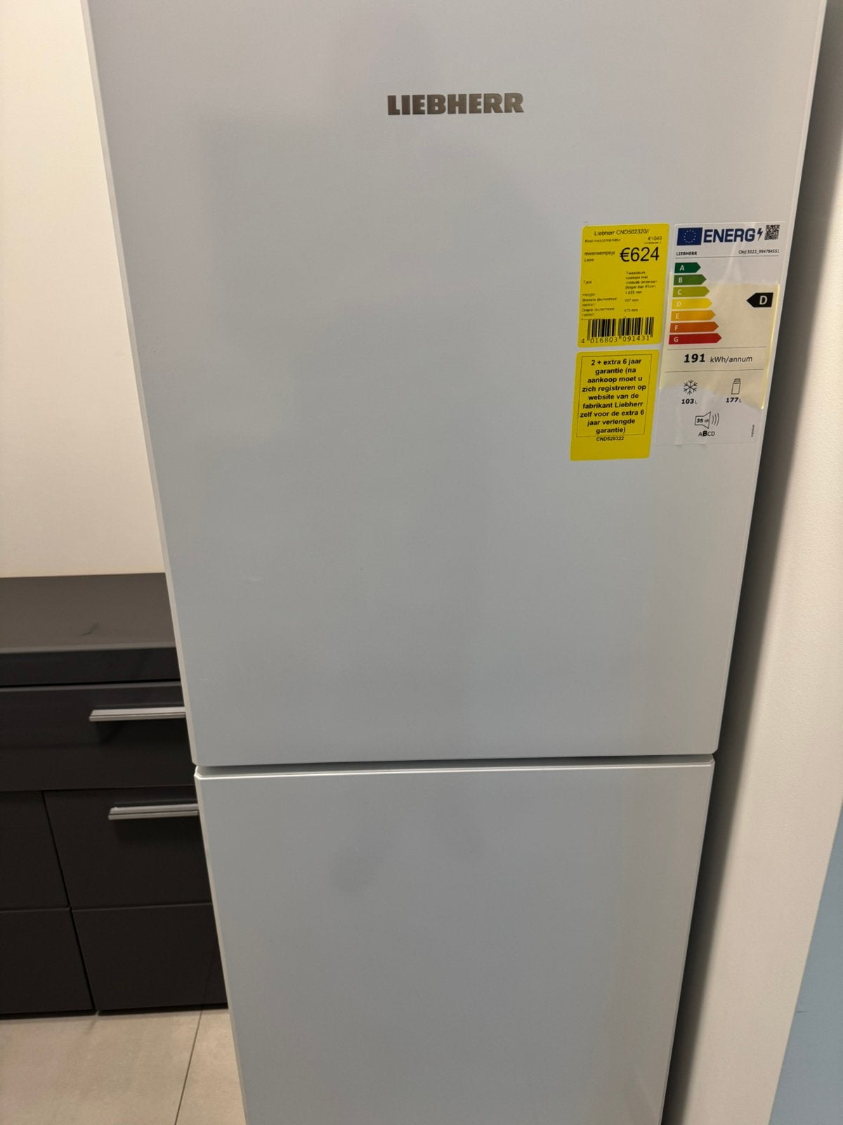Liebherr koelkast/diepvries., Elektronische apparatuur, Koelkasten en IJskasten, Ophalen, Zo goed als nieuw