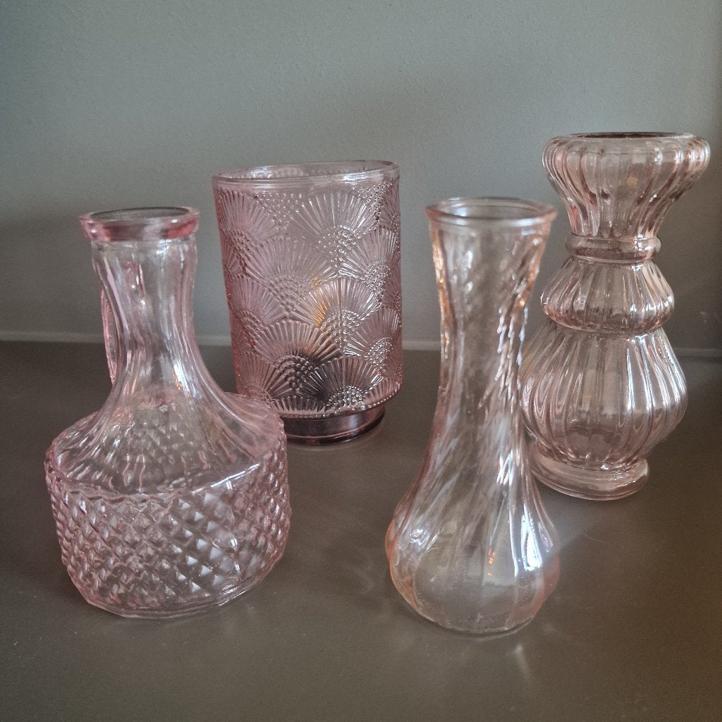Decoratie set roze, Ophalen of Verzenden, Zo goed als nieuw, Roze, Glas