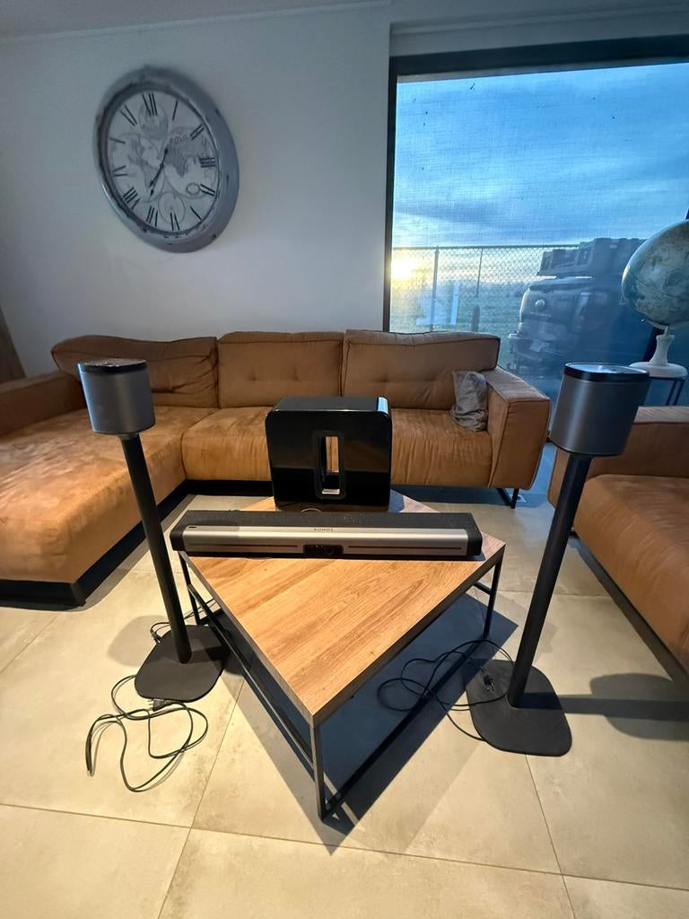 Sonos Home Cinema Set – Playbar + Sub + 2x Play:1 + Stands, Enlèvement, Utilisé, Système 5.1, Autres marques