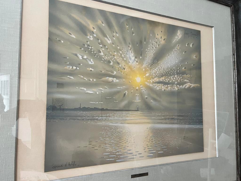 Litho: Zeezicht van Xavier Degans, Epreuve d’artiste, Antiek en Kunst, Ophalen