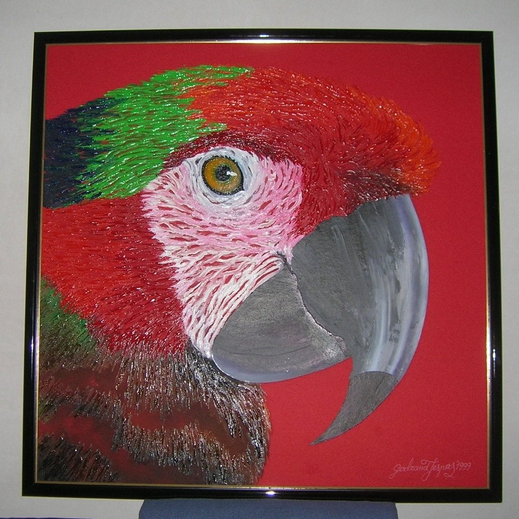 Groot schilderij Papegaai, Antiek en Kunst, Kunst | Schilderijen | Modern, Ophalen