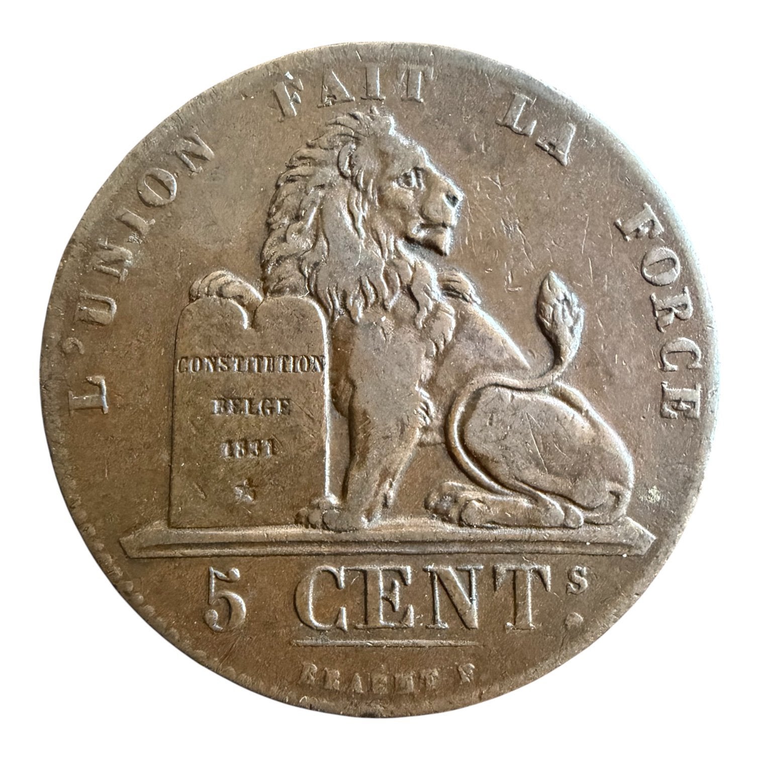 Belgique 5 centime 1833 Leopold I, Enlèvement
