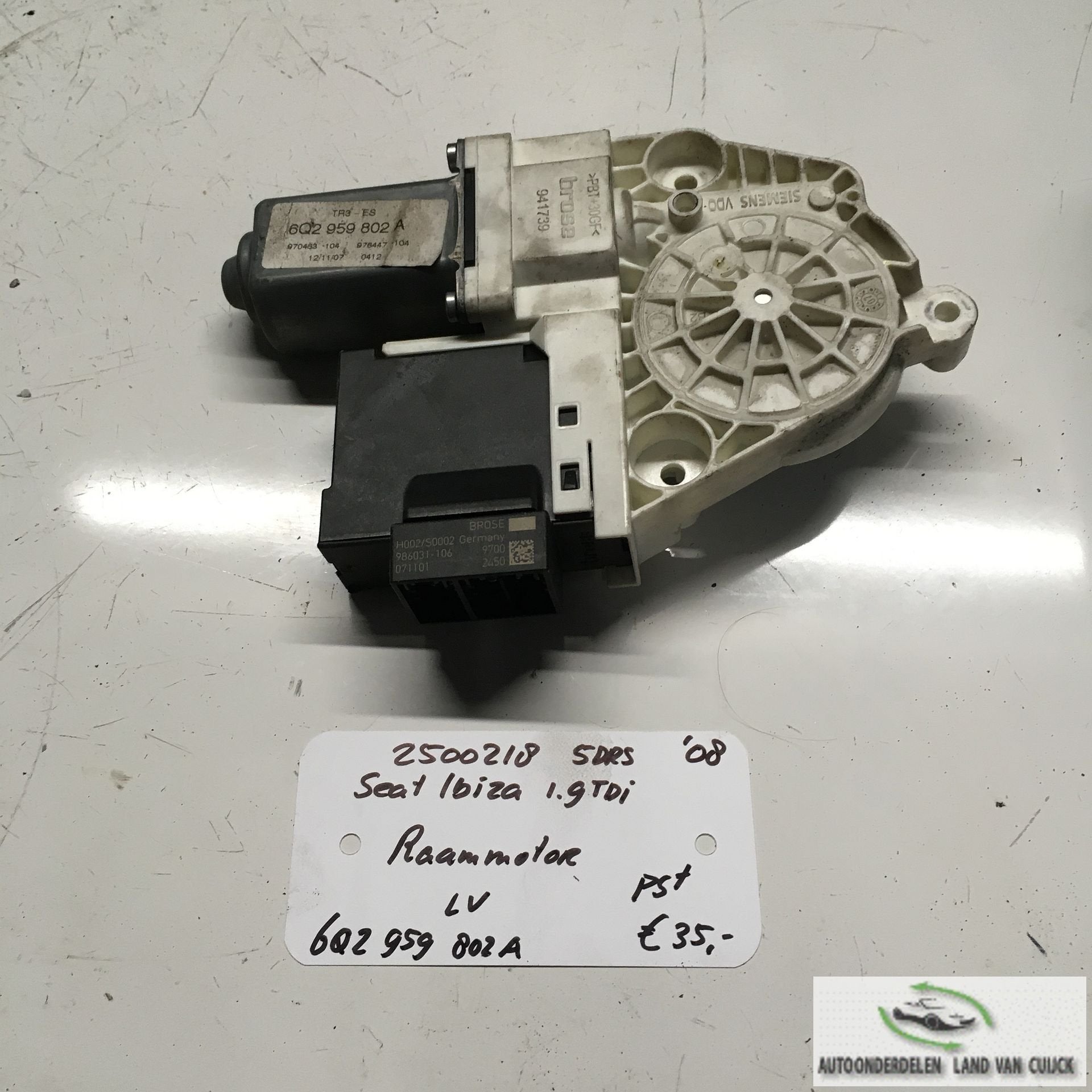 Seat Ibiza 1.9tdi 5drs 2008 2500218 Raammotor Linksvoor 6Q29, -, Utilisé, -, -