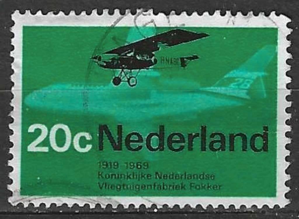 Nederland 1968 - Yvert 875 - Luchtvaart - Fokker (ST), Verzenden, Gestempeld