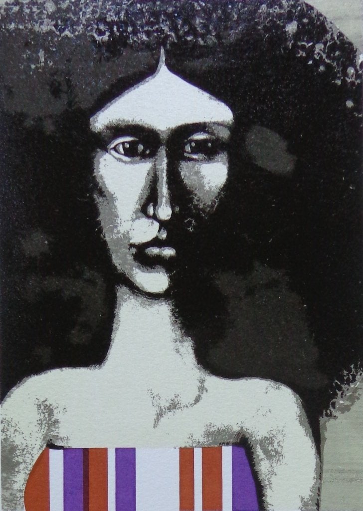 WILLY BOSSCHEM / VROUWENPORTRET / KLEURZEEFDRUK / 40x30cm, Antiek en Kunst, Kunst | Litho's en Zeefdrukken, Ophalen of Verzenden