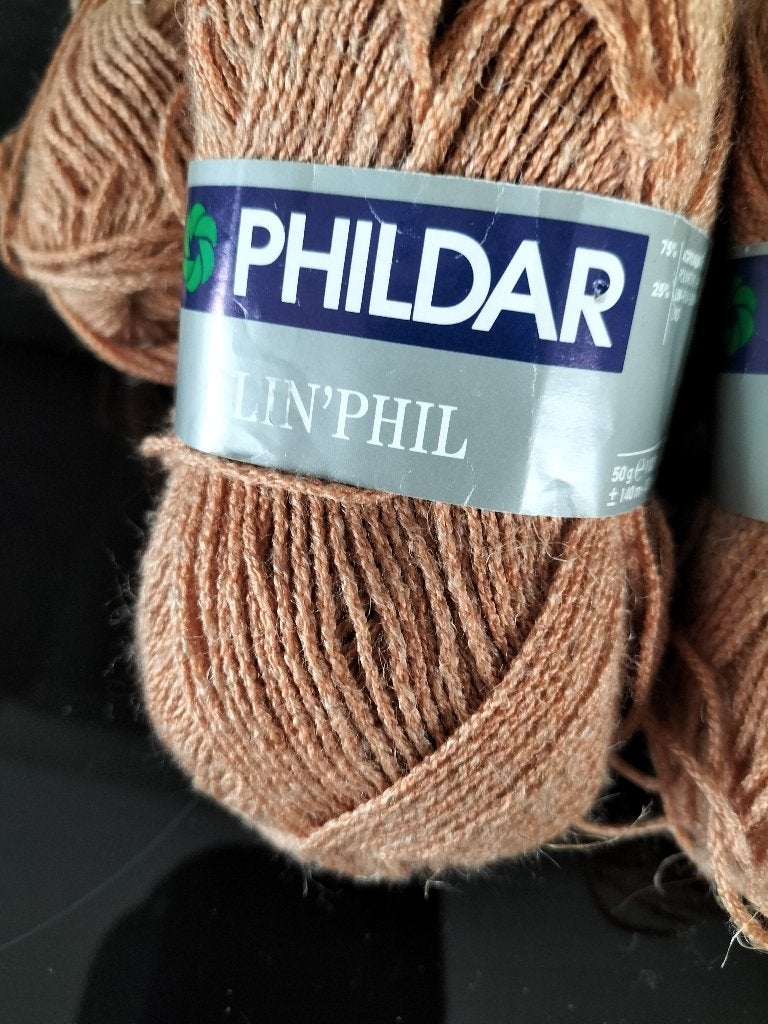 Pelote de laine Phildar Lin'phil brun (7 pelotes) C1, Hobby & Loisirs créatifs, Enlèvement ou Envoi